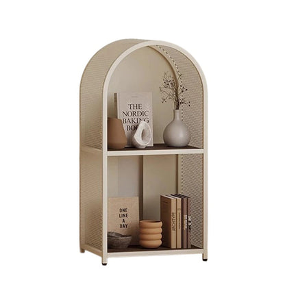 Modern Minimalist Round Rectangular Metal Solid Wood Multi-Layer Bookshelves 2/3-Tier Sturdy Durable For Home Office