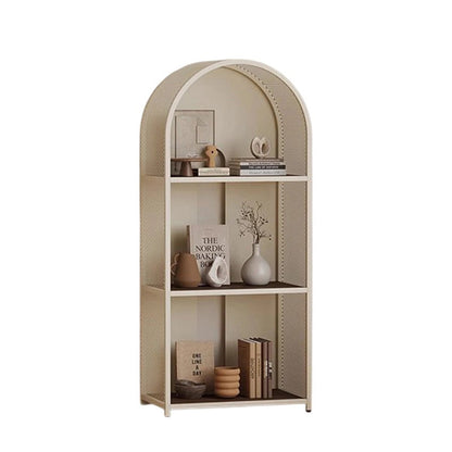 Modern Minimalist Round Rectangular Metal Solid Wood Multi-Layer Bookshelves 2/3-Tier Sturdy Durable For Home Office