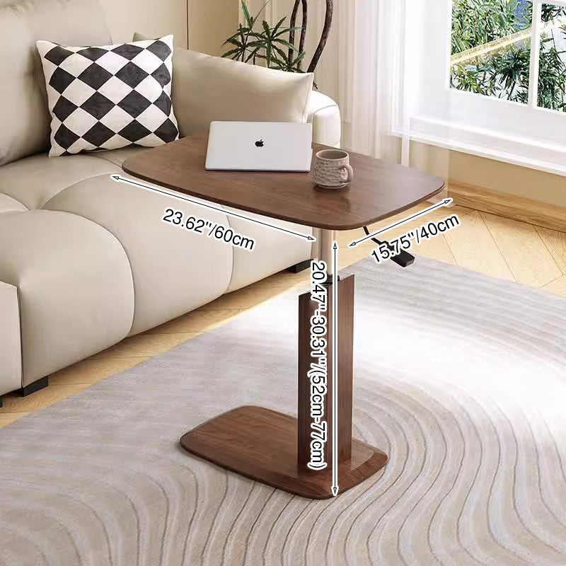 Modern Minimalist Rectangular Saddle Leather Solid Wood Veneer Medium Density Fiberboard Hardware Side Table Rotating Adjustable For Living Room