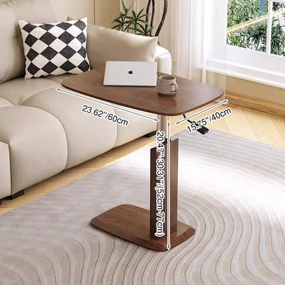 Modern Minimalist Rectangular Saddle Leather Solid Wood Veneer Medium Density Fiberboard Hardware Side Table Rotating Adjustable For Living Room
