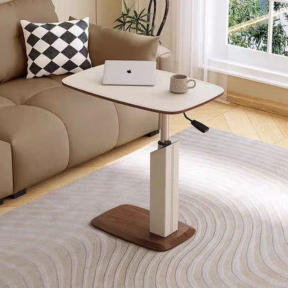Modern Minimalist Rectangular Saddle Leather Solid Wood Veneer Medium Density Fiberboard Hardware Side Table Rotating Adjustable For Living Room
