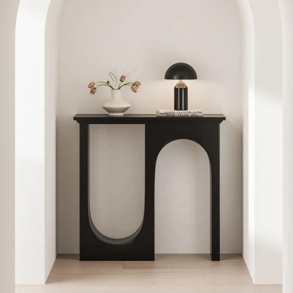 Modern Minimalist Rectangular Medium Density Fiberboard Console Table 3-Leg U-Shaped Design Durable For Entryways