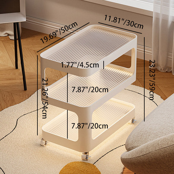 Modern Minimalist Rectangular Stone Slab Glass Metal Side Table 3-Tier Movable Storage For Living Room