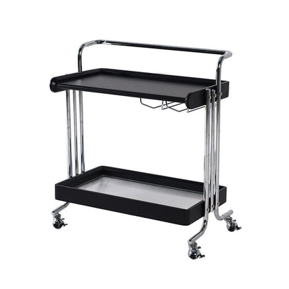 Modern Minimalist Rectangular Solid Wood Stainless Steel Side Table 2-Tier Movable For Living Room