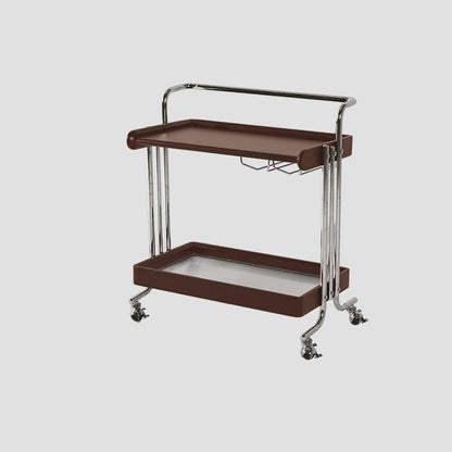 Modern Minimalist Rectangular Solid Wood Stainless Steel Side Table 2-Tier Movable For Living Room