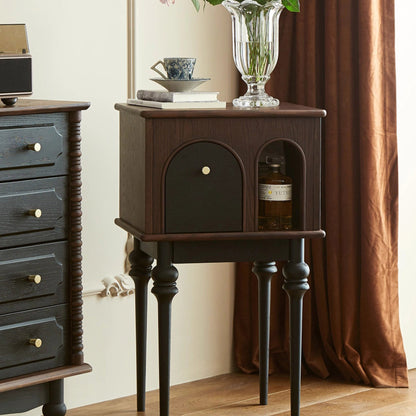Traditional Vintage Rectangular Solid Wood Multi-Layer Panel Solid Wood Storage Cabinet 4-Leg 1-Drawer For Living Room