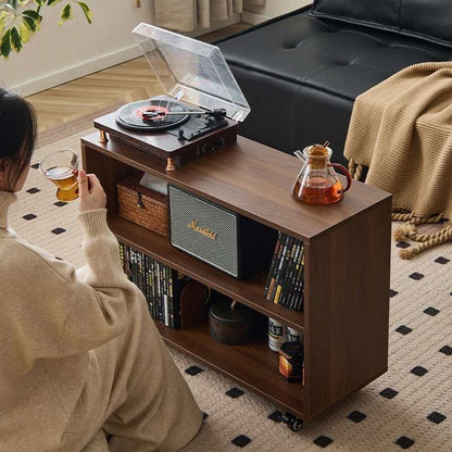 Modern Minimalist Rectangular Solid Wood Compressed Particle Board Storage Cabinet 3-Tier Movable For Living Room