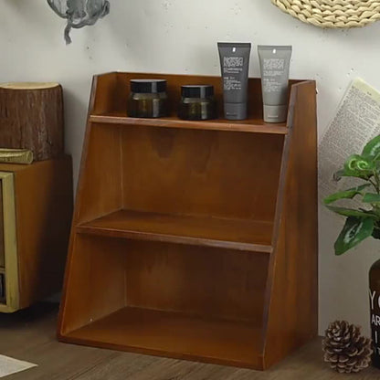 Traditional Vintage Rectangular Pine Plywood Storage Cabinet 3-Tier Sturdy Durable For Living Room