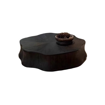 Modern Minimalist Petal-Shaped Solid Wood Multi-Layer Board Coffee Table 1-Drawer Load-Bearing For Living Room