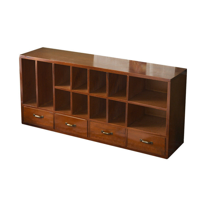 Traditional Vintage Rectangular Solid Wood Storage Cabinet 12-Cabinet 4-Drawer Durable For Living Room