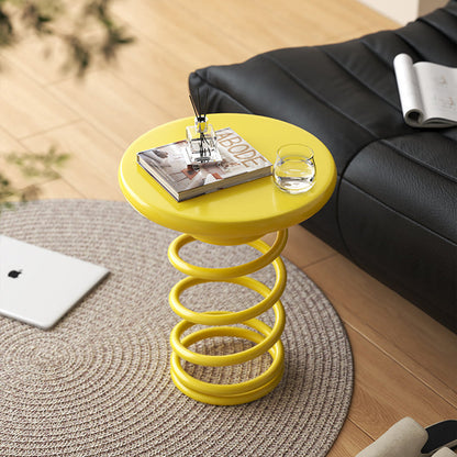 Modern Creative Spring-Shaped Metal Density Board Side Table Sturdy For Living Room