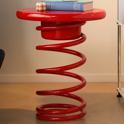 Modern Creative Spring-Shaped Metal Density Board Side Table Sturdy For Living Room