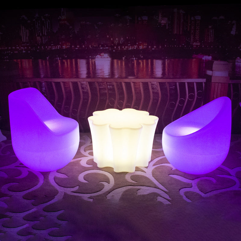 Modern Minimalist Petal-Shaped Polyethylene Coffee Table LED Light Beads Multicolor Glow Eco-Friendly For Living Room