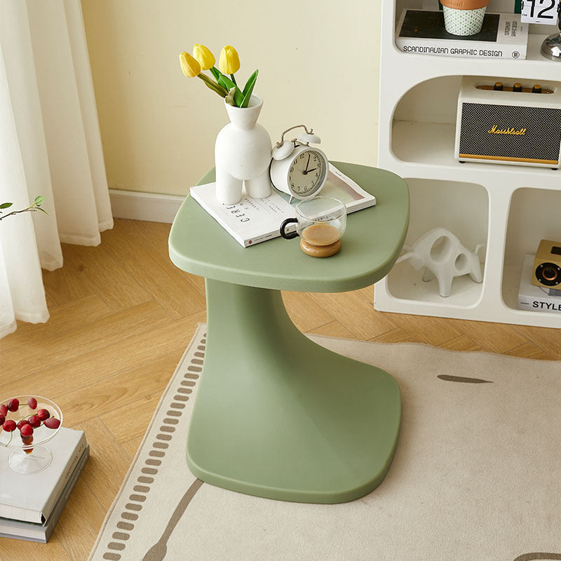 Modern Minimalist Square Plastic Side Table Artistic Curved Design For Living Room