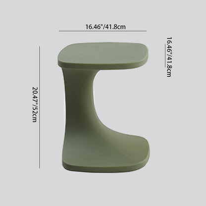 Modern Minimalist Square Plastic Side Table Artistic Curved Design For Living Room