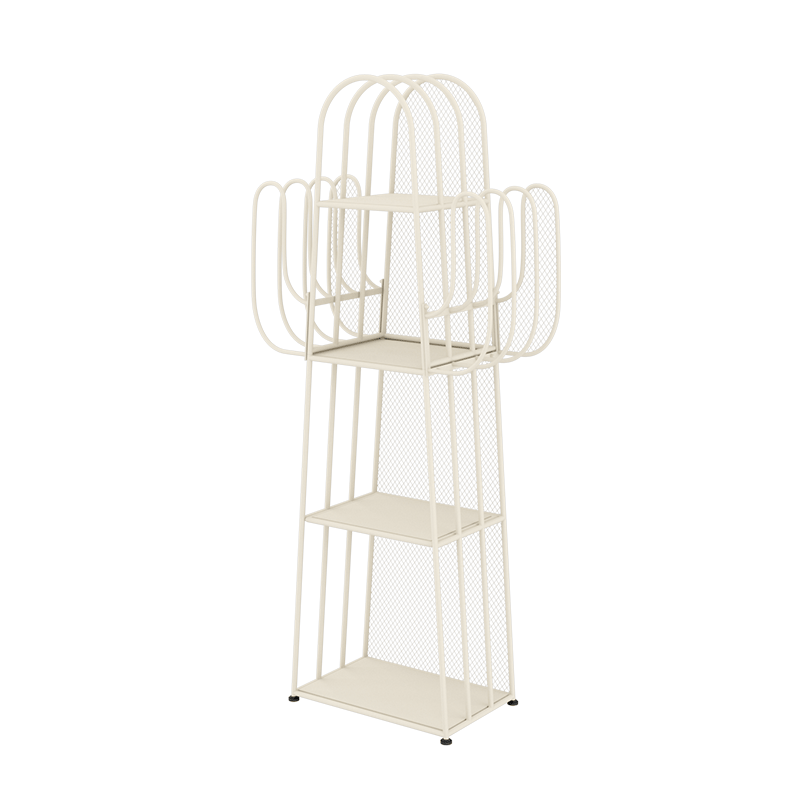 Modern Minimalist Cactus-Shaped Iron Bookshelves 4-Tier Artistic Durability For Living Room