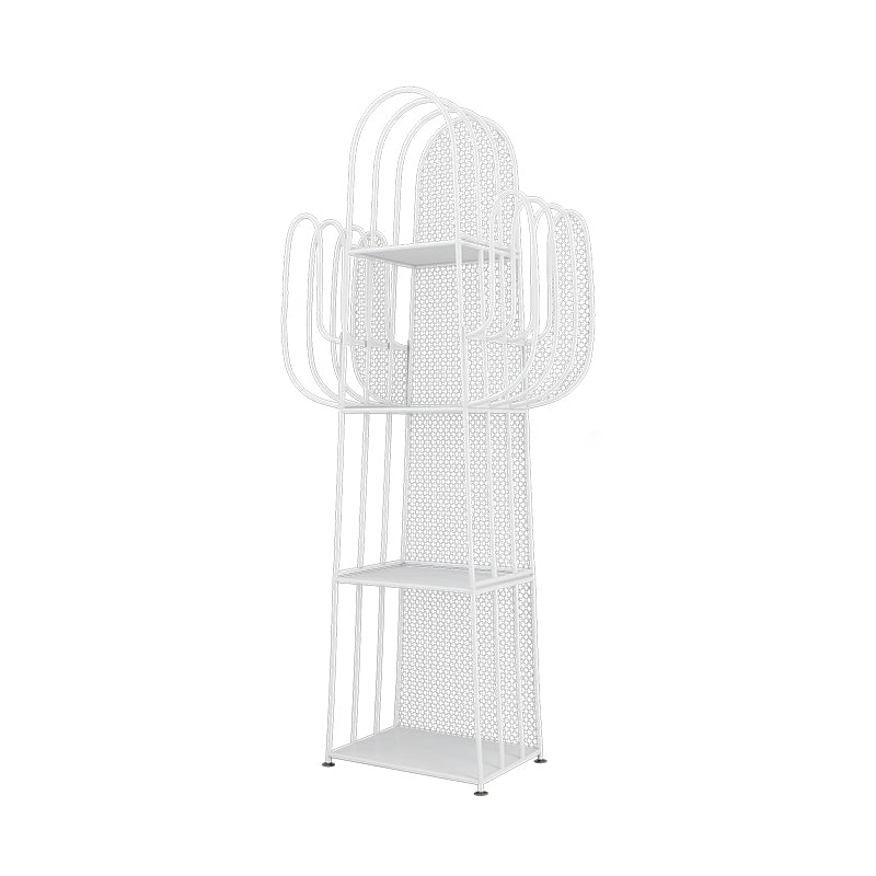 Modern Minimalist Cactus-Shaped Iron Bookshelves 4-Tier Artistic Durability For Living Room