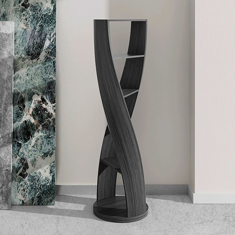 Modern Minimalist Curved Solid Wood Multi-Layer Bookshelves 5-Tier Rotatable For Living Room