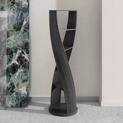 Modern Minimalist Curved Solid Wood Multi-Layer Bookshelves 5-Tier Rotatable For Living Room