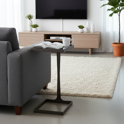 Modern Minimalist Rectangular Glass Iron Side Table Durable For Living Room