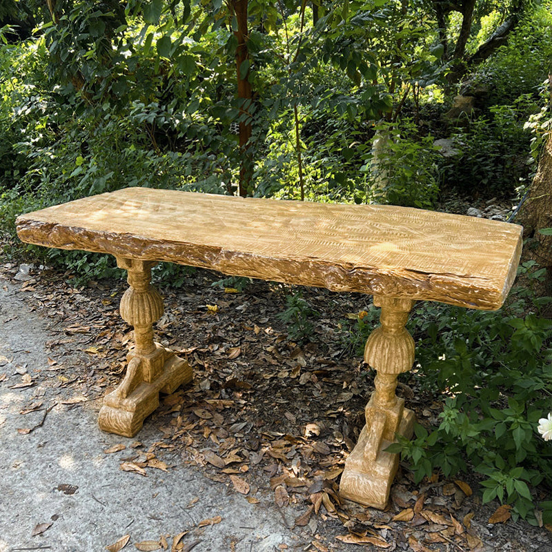 Traditional Vintage Rectangular Magnesium Oxide Outdoor Coffee Table 2-Leg Durable For Garden