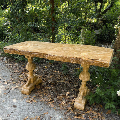 Traditional Vintage Rectangular Magnesium Oxide Outdoor Coffee Table 2-Leg Durable For Garden