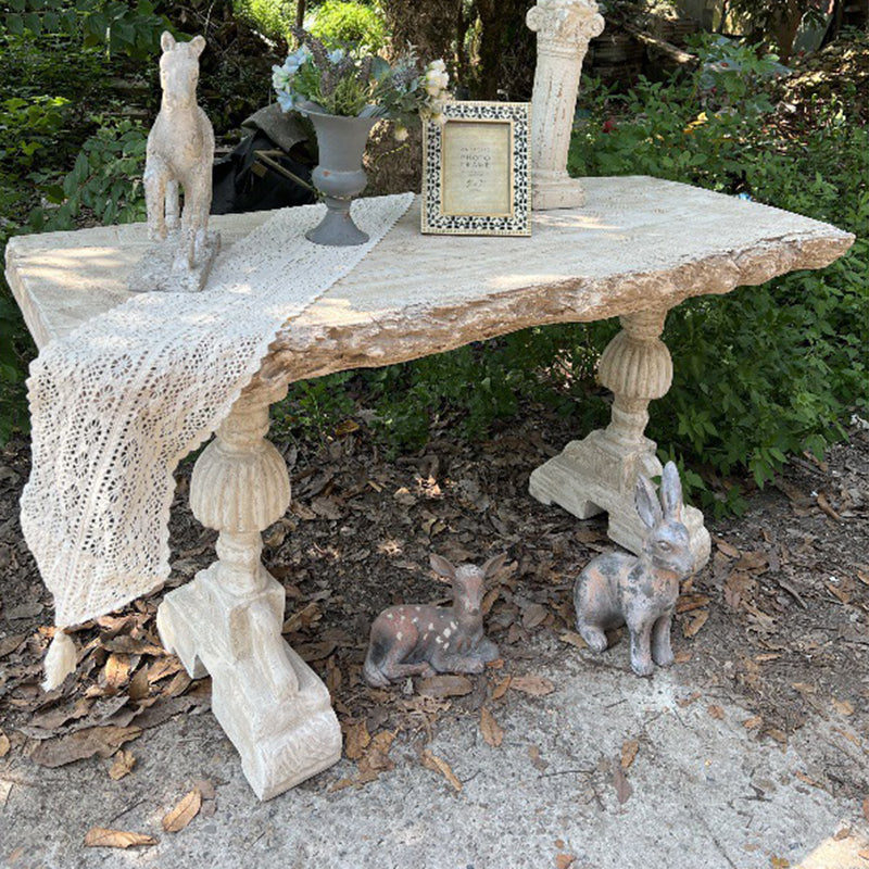 Traditional Vintage Rectangular Magnesium Oxide Outdoor Coffee Table 2-Leg Durable For Garden
