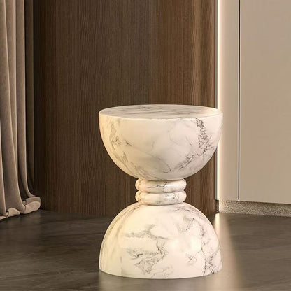 Modern Minimalist Hourglass-Shaped Magnesium Oxide Side Table Artistic For Living Room