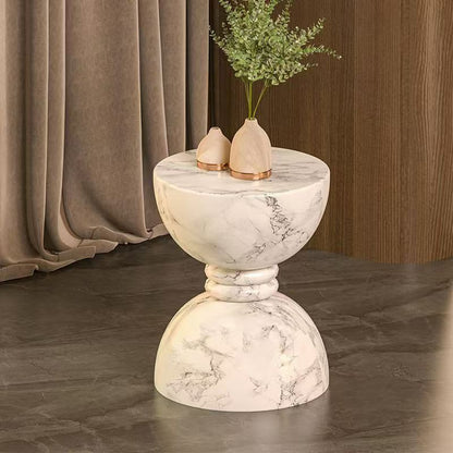 Modern Minimalist Hourglass-Shaped Magnesium Oxide Side Table Artistic For Living Room