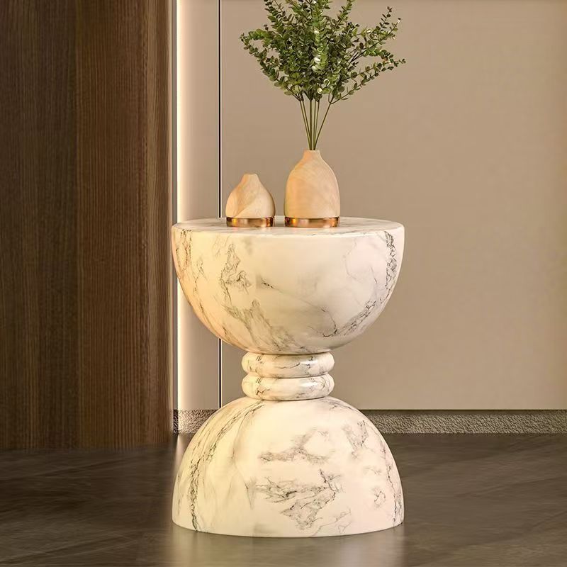 Modern Minimalist Hourglass-Shaped Magnesium Oxide Side Table Artistic For Living Room
