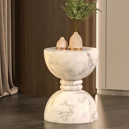 Modern Minimalist Hourglass-Shaped Magnesium Oxide Side Table Artistic For Living Room
