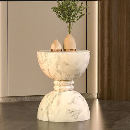 Modern Minimalist Hourglass-Shaped Magnesium Oxide Side Table Artistic For Living Room