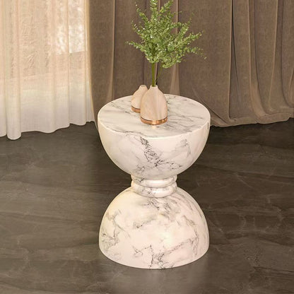 Modern Minimalist Hourglass-Shaped Magnesium Oxide Side Table Artistic For Living Room