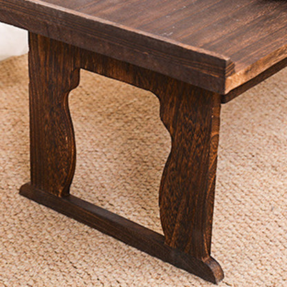 Traditional Vintage Rectangular Solid Wood Coffee Table 2-Leg Foldable For Living Room