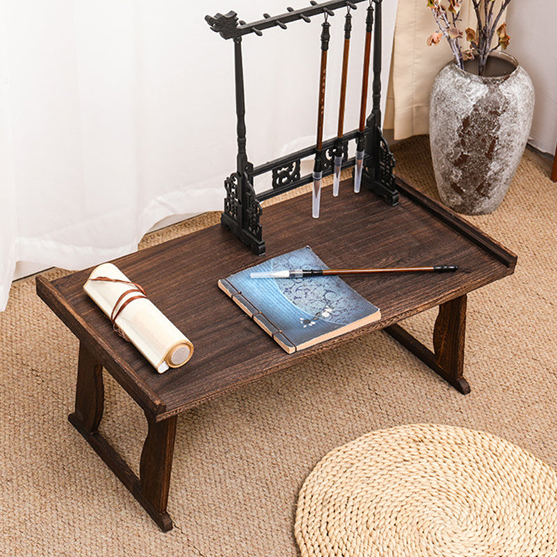 Traditional Vintage Rectangular Solid Wood Coffee Table 2-Leg Foldable For Living Room