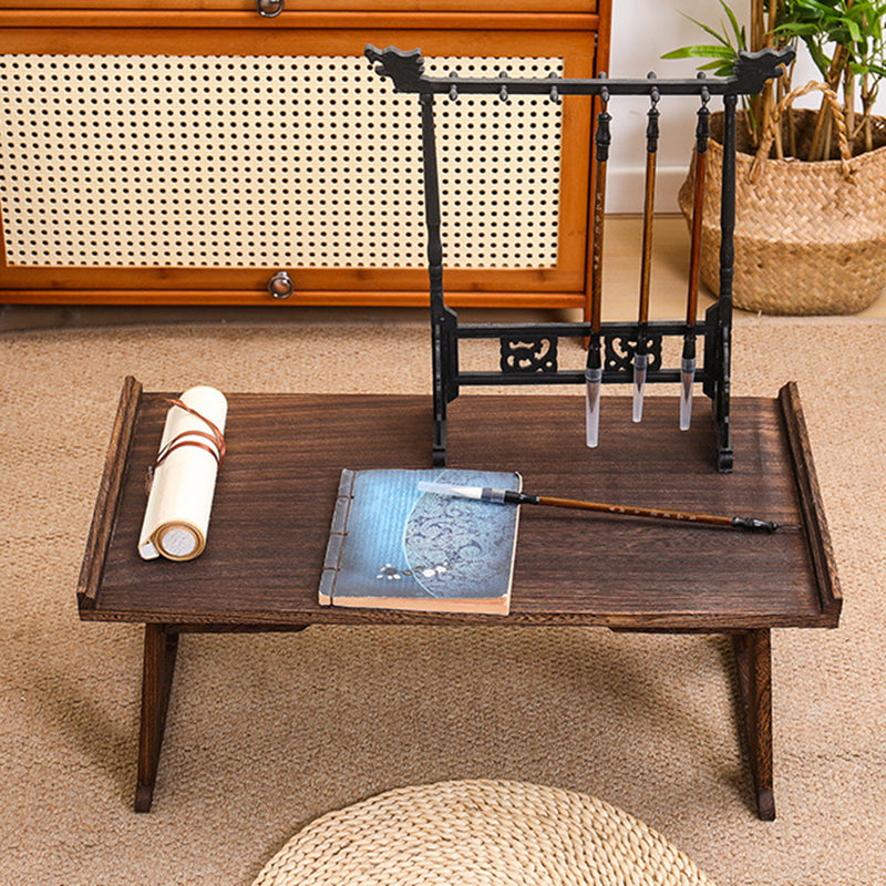 Traditional Vintage Rectangular Solid Wood Coffee Table 2-Leg Foldable For Living Room