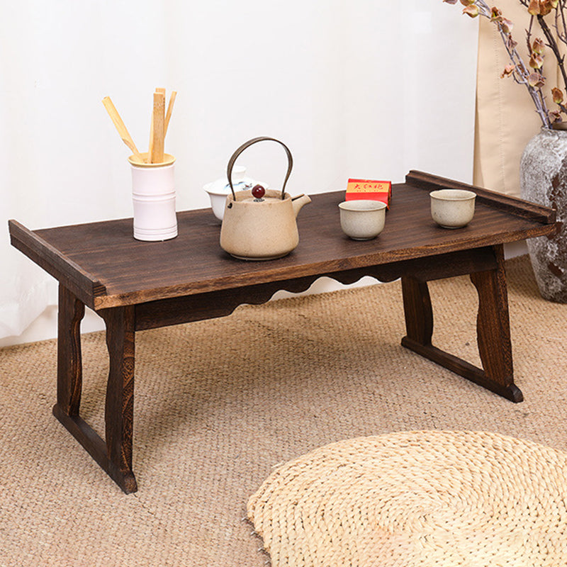 Traditional Vintage Rectangular Solid Wood Coffee Table 2-Leg Foldable For Living Room