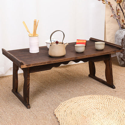 Traditional Vintage Rectangular Solid Wood Coffee Table 2-Leg Foldable For Living Room