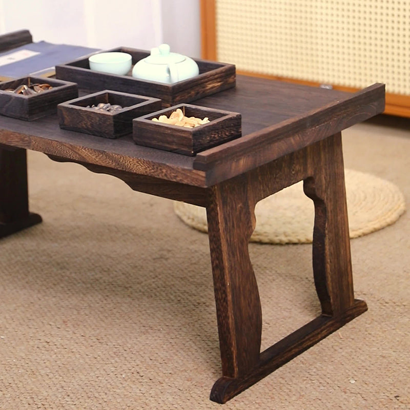 Traditional Vintage Rectangular Solid Wood Coffee Table 2-Leg Foldable For Living Room