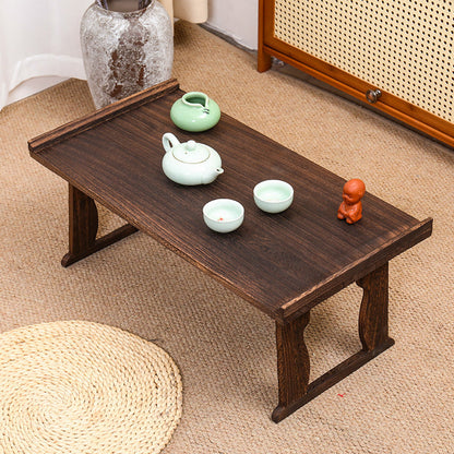 Traditional Vintage Rectangular Solid Wood Coffee Table 2-Leg Foldable For Living Room