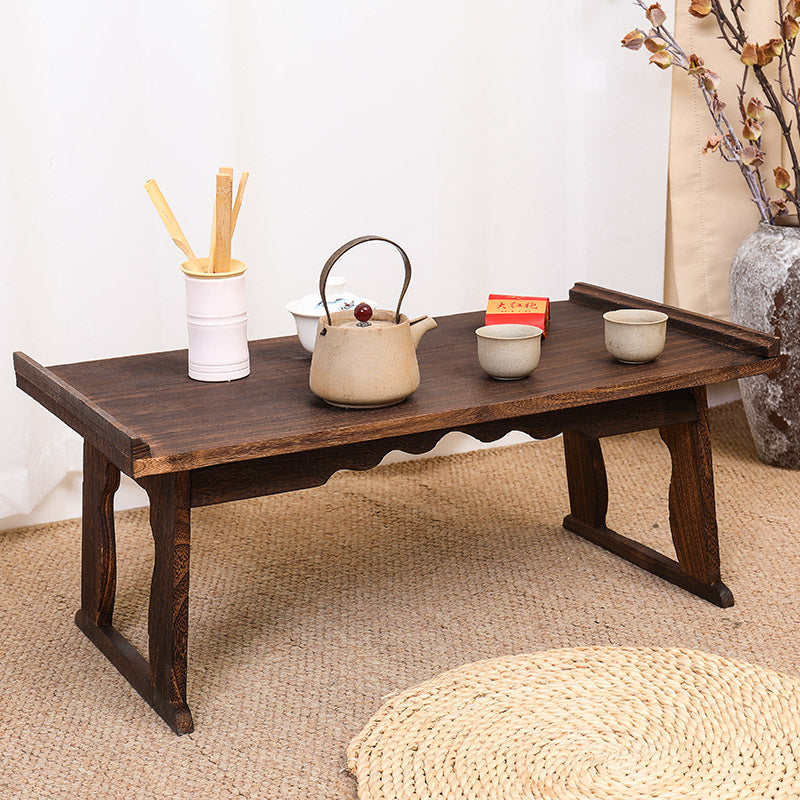 Traditional Vintage Rectangular Solid Wood Coffee Table 2-Leg Foldable For Living Room