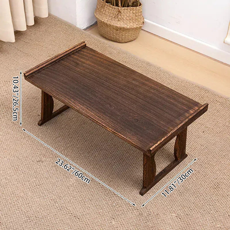 Traditional Vintage Rectangular Solid Wood Coffee Table 2-Leg Foldable For Living Room