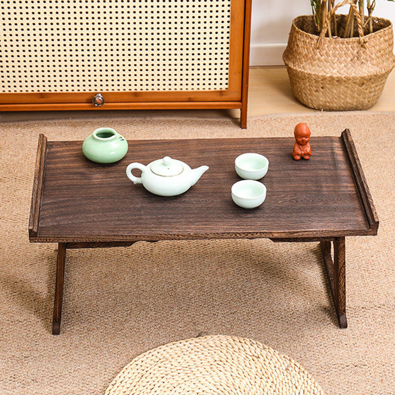 Traditional Vintage Rectangular Solid Wood Coffee Table 2-Leg Foldable For Living Room