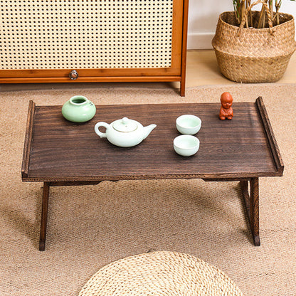 Traditional Vintage Rectangular Solid Wood Coffee Table 2-Leg Foldable For Living Room