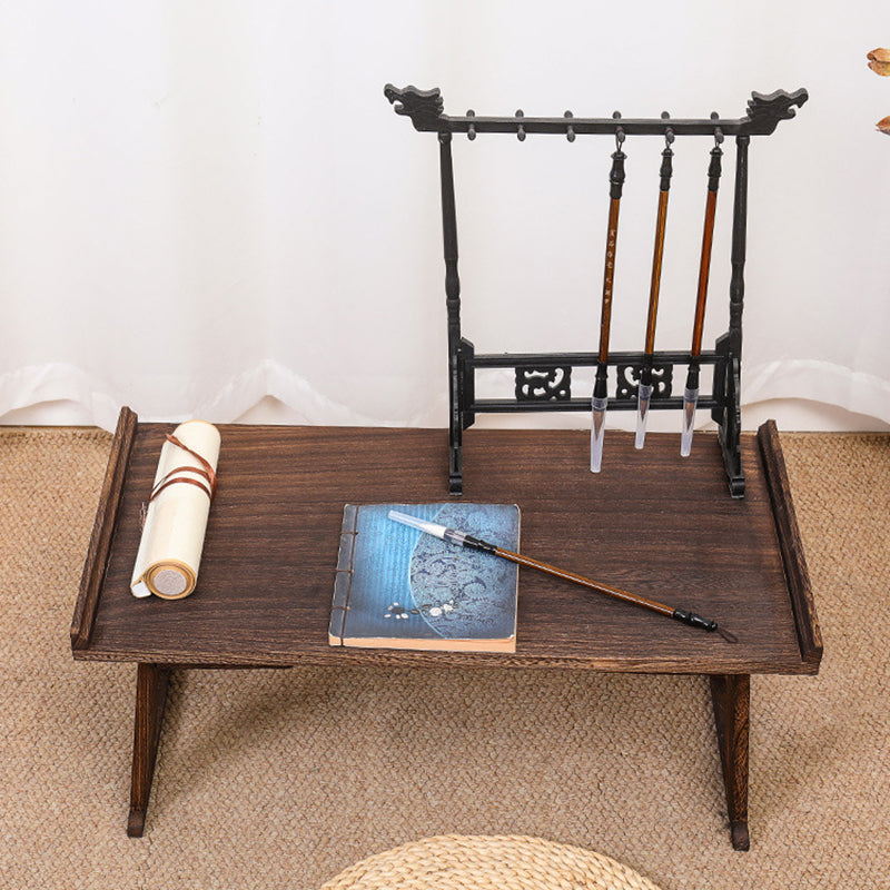 Traditional Vintage Rectangular Solid Wood Coffee Table 2-Leg Foldable For Living Room