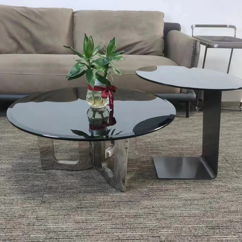 Modern Luxury Round Stainless Steel Glass Coffee Table For Living Room