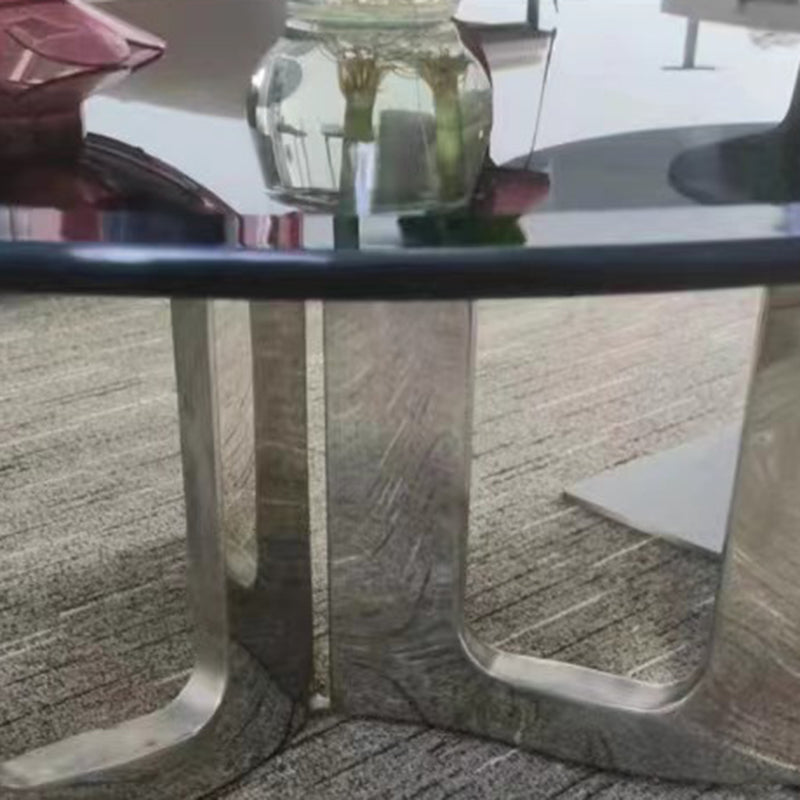 Modern Luxury Round Stainless Steel Glass Coffee Table For Living Room