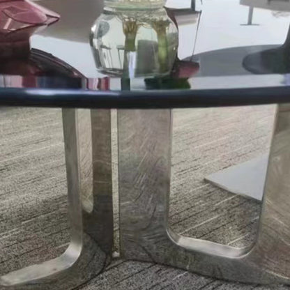 Modern Luxury Round Stainless Steel Glass Coffee Table For Living Room