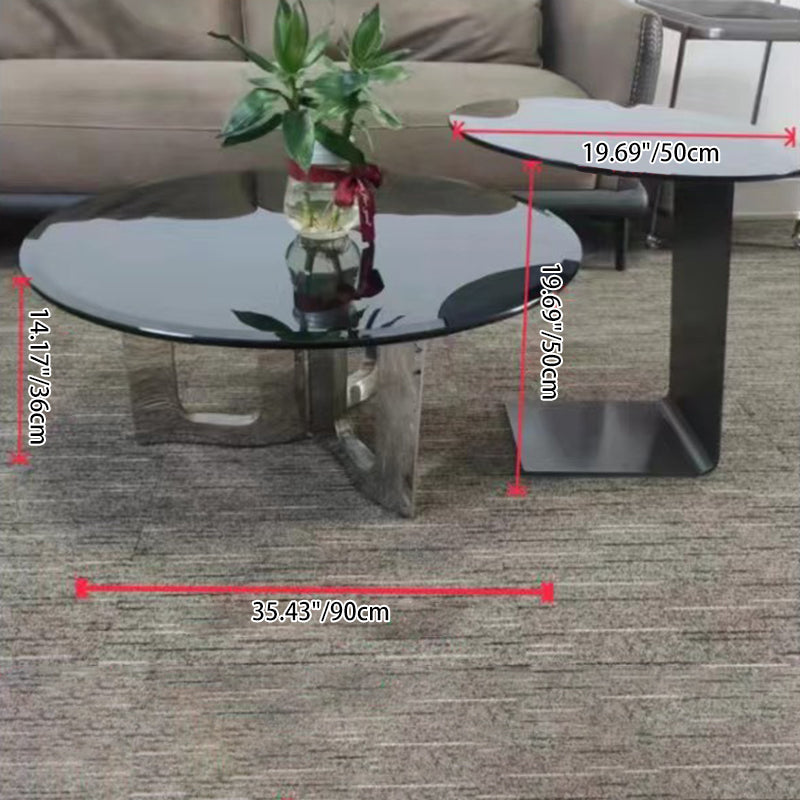 Modern Luxury Round Stainless Steel Glass Coffee Table For Living Room