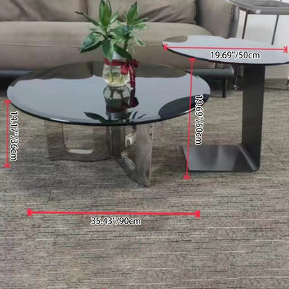 Modern Luxury Round Stainless Steel Glass Coffee Table For Living Room